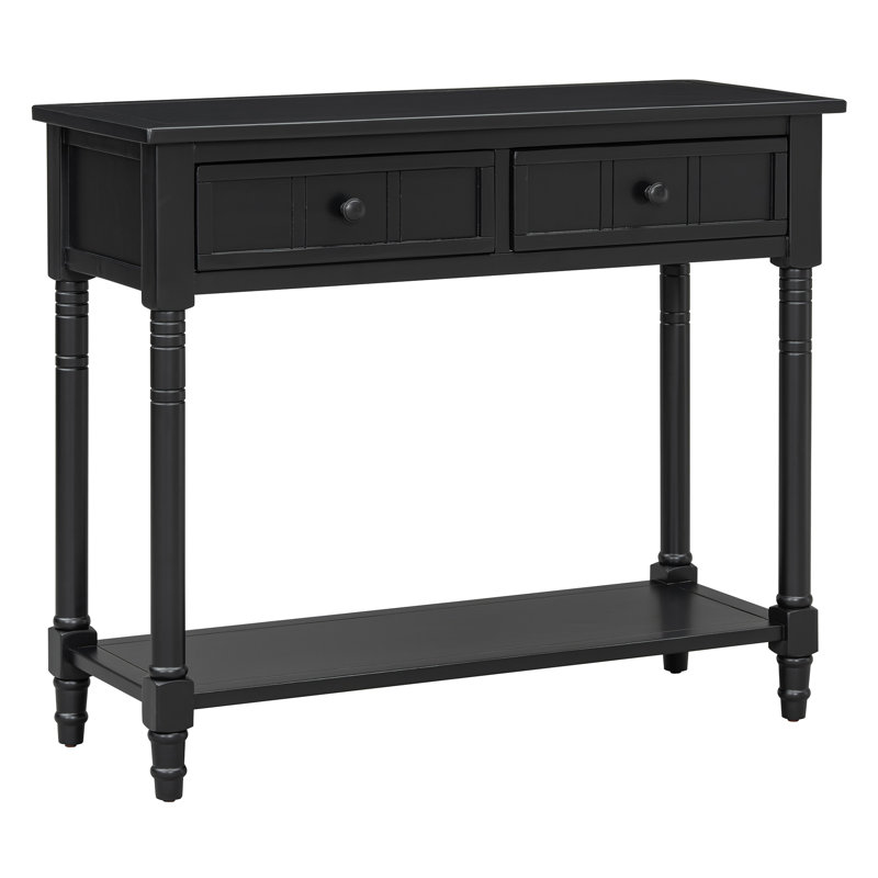 Console Daisy Series avec deux tiroirs et une tablette inférieure, Noir