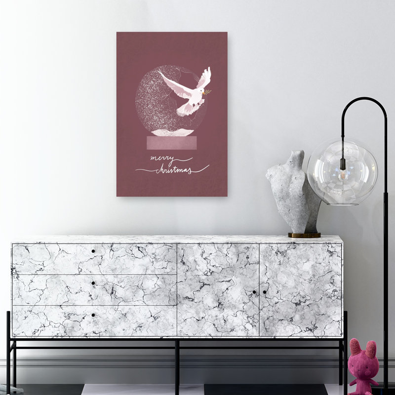 Snowglobe Dove Delicate Elegant Abstract Bird Winter Landscape Wall Art Print 1 Piece Wrapped Canvas Wall Art