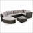 7-Piece Outdoor Wicker Sofa Set, Rattan Sofa Lounger, with Striped Green Pillows, Conversation Sofa-606904855