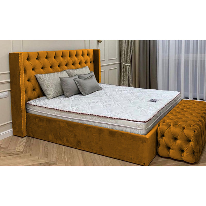 Upholstered Ottoman Storage Bed, Single (3'), Mustard Yellow