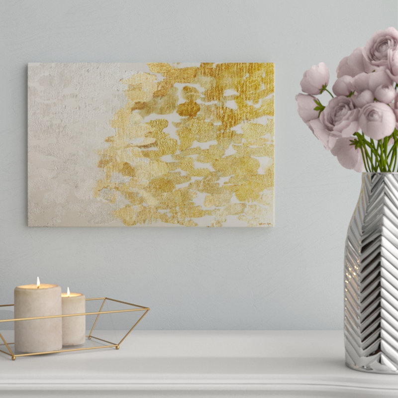 " Gold Vs Platinum Abstract Art ", Canvas, 16" H x 24" W x 0.5" D