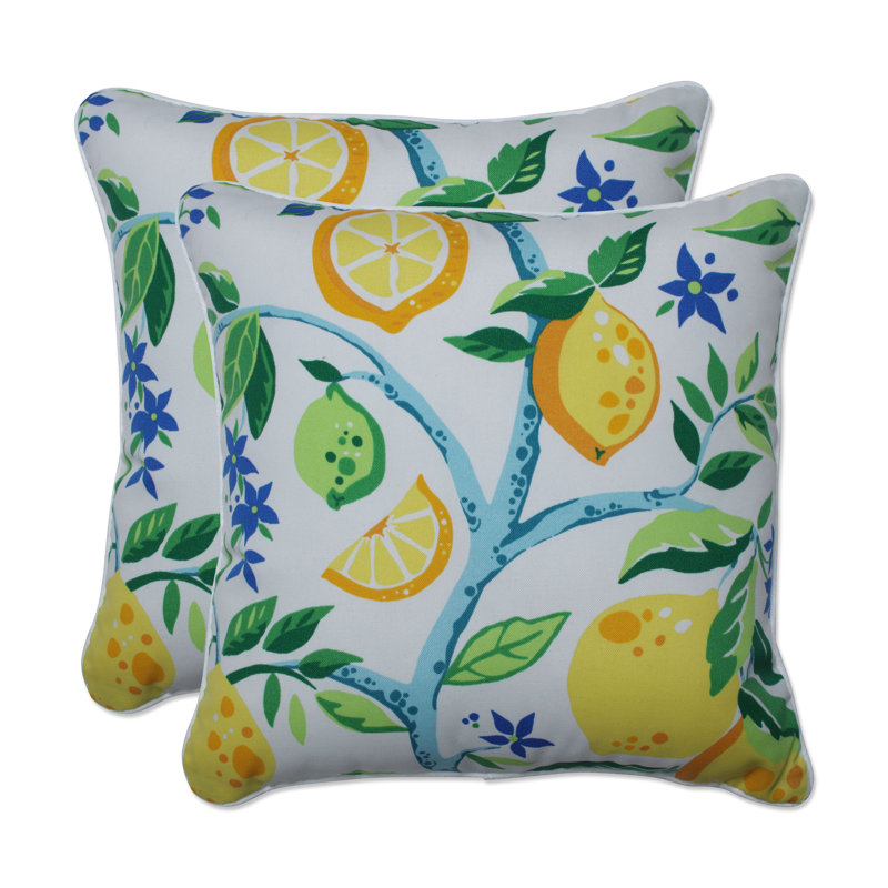 Housse de coussin d'extérieur carré jaune Lemon Tree