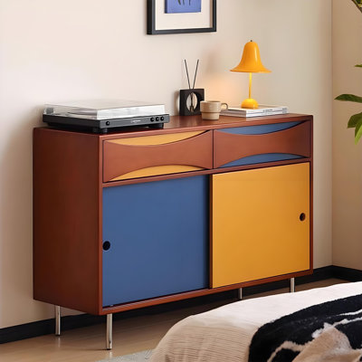 Color Blocked Sliding Door Buffet Table