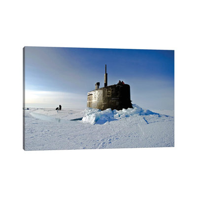 Submarine USS Connecticut Surfaces Above The Ice - Wrapped Canvas Print