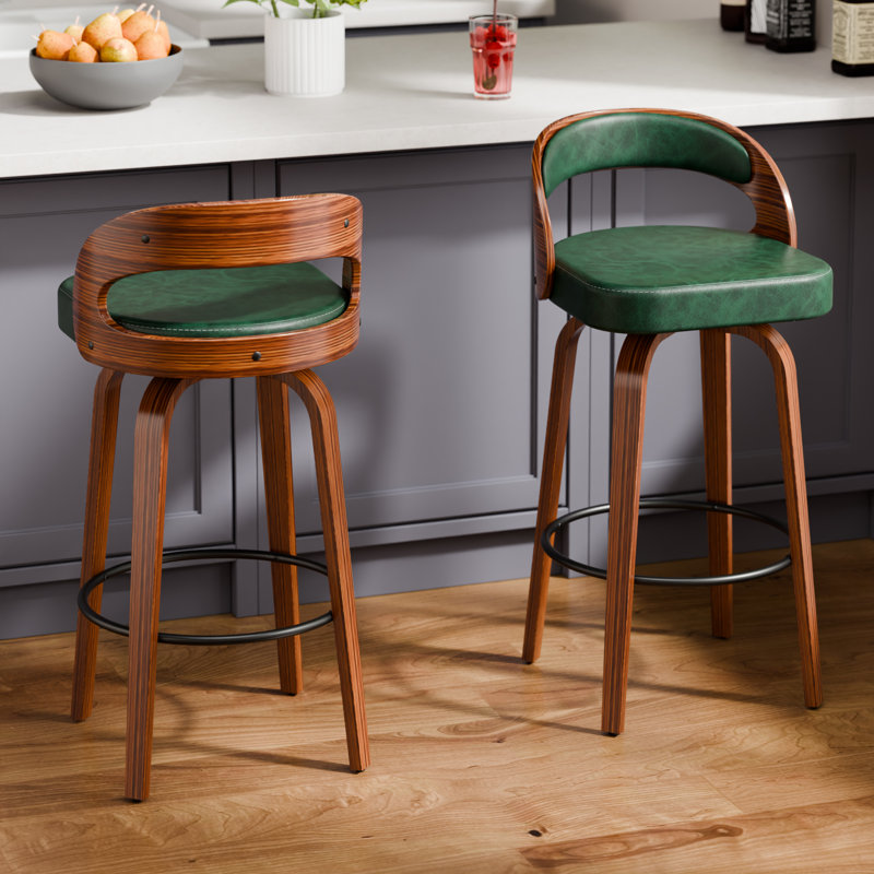 Ensemble de 2 tabourets de bar pivotants 29,2 po, Vert, 2