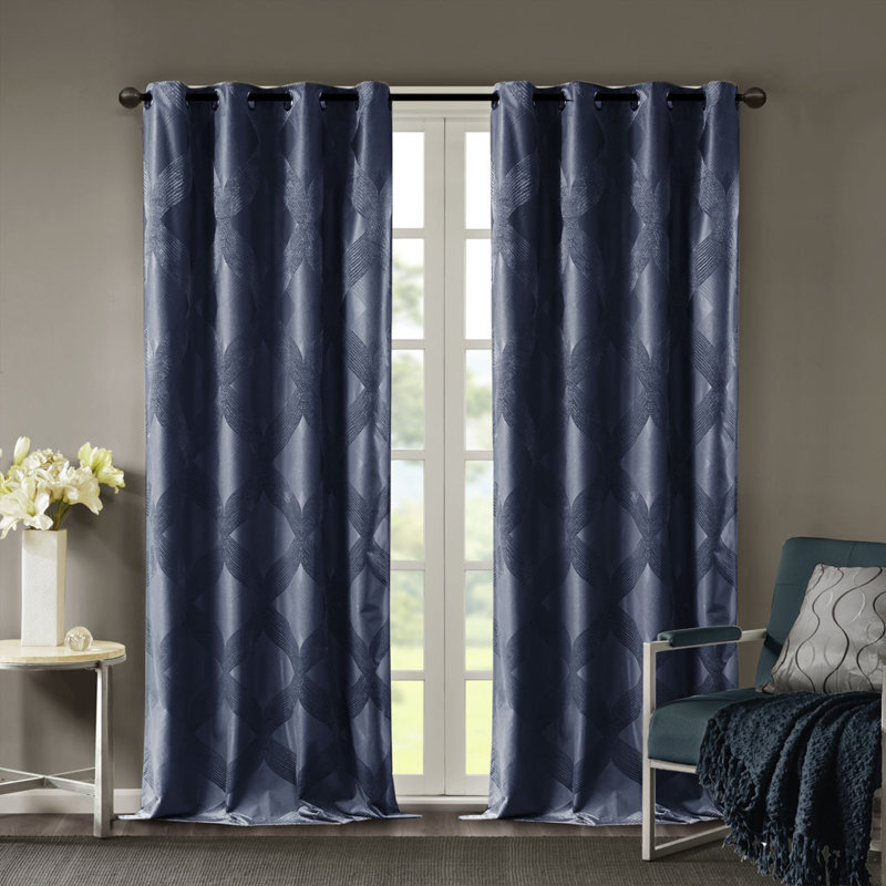 Rideau occultant en jacquard, Gris anthracite, L 50,2 po x L 95,06 po
