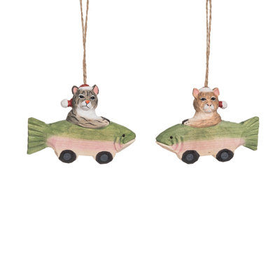 2.85'' Wood Animals Hanging Figurine Ornament