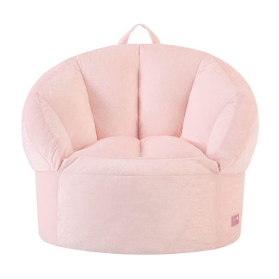  x Pod Curved Back Kids Bean Bag Chair, Soft Plush Lounge Seat for Bedroom or Playroom, Blush