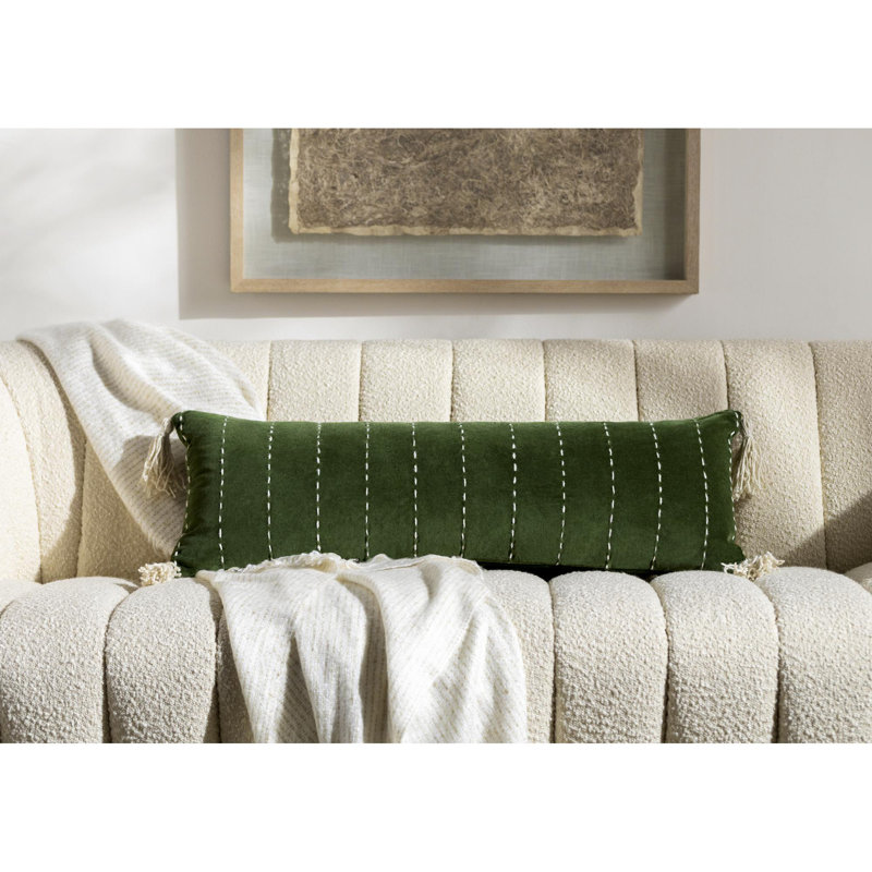 Coussin rectangulaire en coton Roni, Vert, Polyester / polyester
