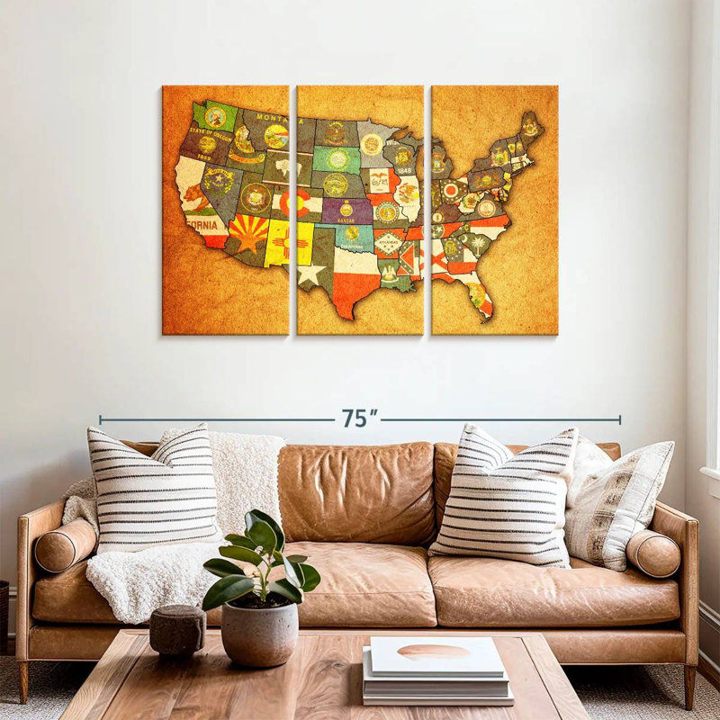 Aliaz State Flags USA Map, 36" H x 57" W
