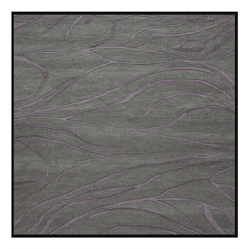 Machine Washable Abstract Black Area Rug, Square 8'