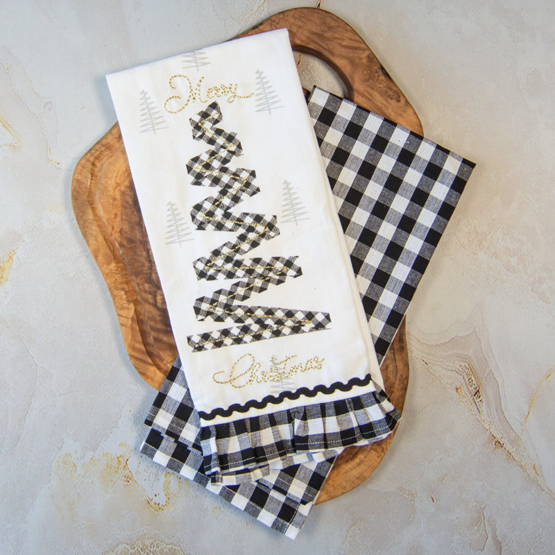 Merry Christmas Plaid Two Tea Towel Set