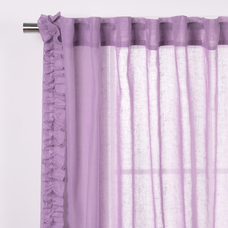 Paire de rideaux semi-transparents avec passe-tringle Raphaelle, Orchidée