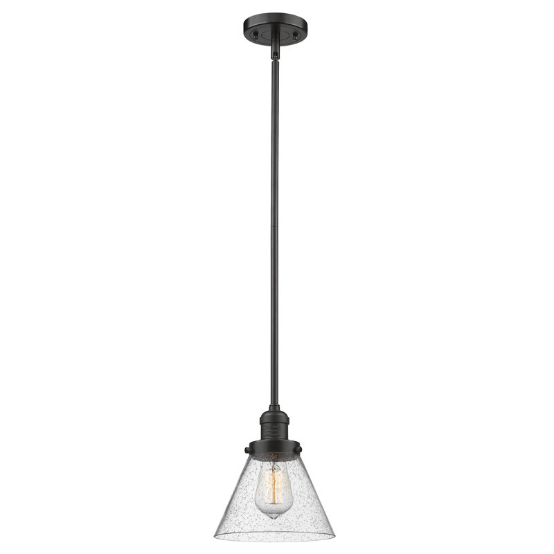 Luminaire suspendu conique à 1 lumière Mosley, Grainé, Ampoule DEL 6 watts Vinage, Bronze huilé