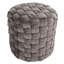 Braided Round 16" Ottoman In Dark Grey Velvet