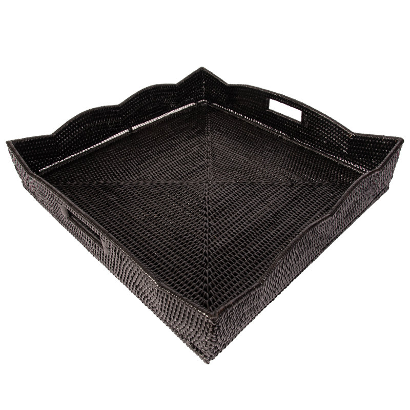 Landry Handmade Rattan Tray, Tudor Black
