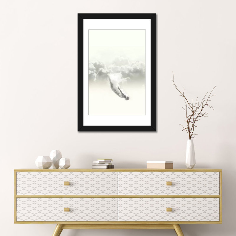 «Sky Diver», impression sur toile, Papier avec cadre noir, Blanc, H 32 po x l 24 po x P 1 po