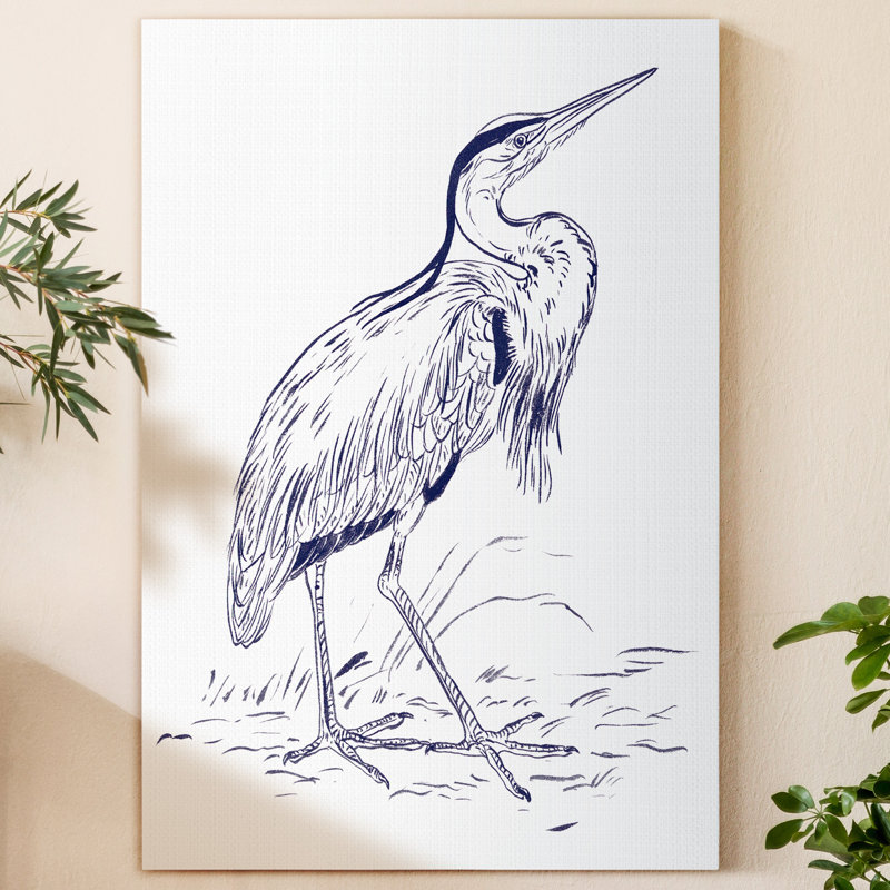 Indigo Heron II - impression sur toile tendue, H 36 po x l 24 po x P 1 po