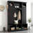 Modern Integrated Arched Entryway Cabinet With Adjustable Shelves On Both Sides, And A Black Entryway Storage Rack With 7 Hooks.-1650831135