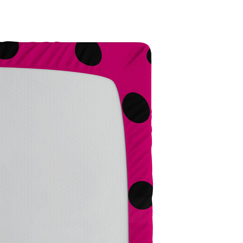 Drap-housse orange Ambesonne, Rose vif / pois noirs, Drap-housse pour lit simple TG