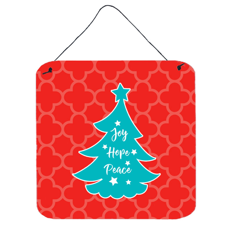 Enseigne de Noël à arbre contemporain, Rouge