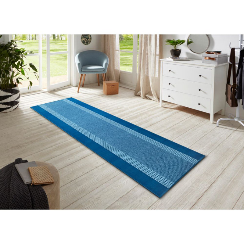 Flatweave Blue Rug, Runner 80 x 200cm