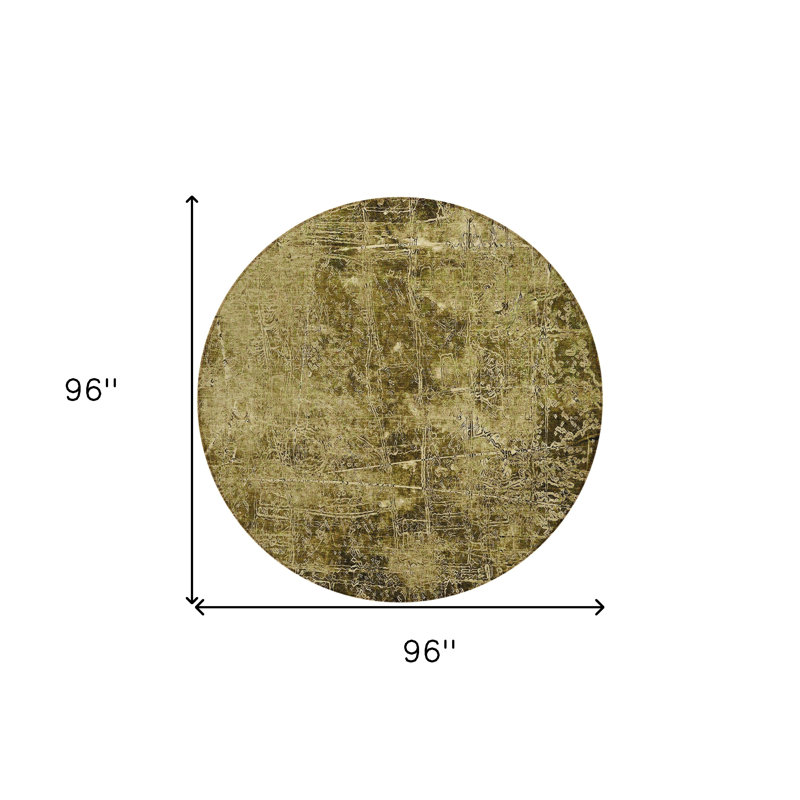 Tapis d'intérieur rond lavable abstrait vert 8 pi HomeRoots