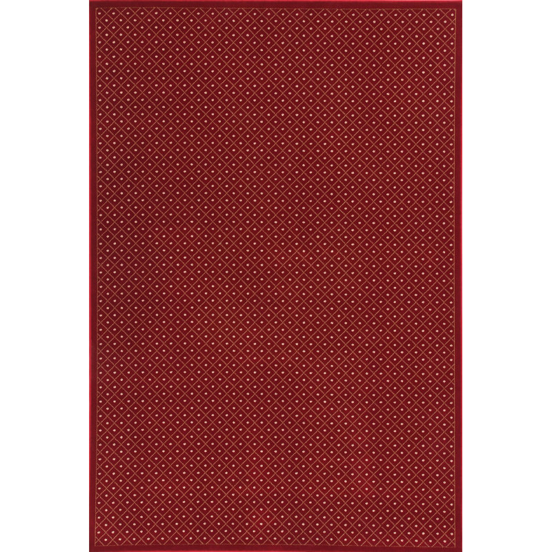 Tapis à motif géométrique rouge Sturbridge, Rectangle 3 pi 3 po x 4 pi 11 po