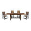 Table de salle à manger rustique de conception industrielle 1pc avec finition à 2 tons, rallonge, structure de support en métal