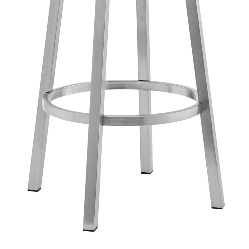 Kellum Swivel Counter and Bar Height Barstool with Arms in Faux Leather Upholstery and Metal Legs, Gray