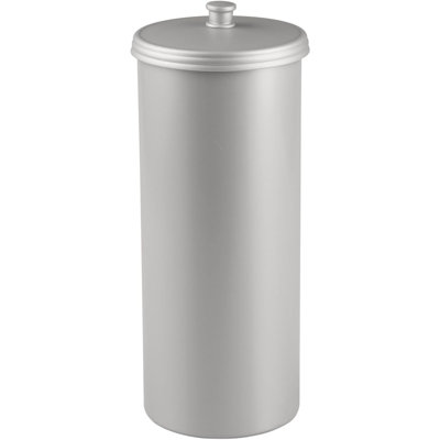 Bathroom Toilet Paper Holder – Silver Freestanding Storage Stand With Lid, Holds 3 Extra Rolls