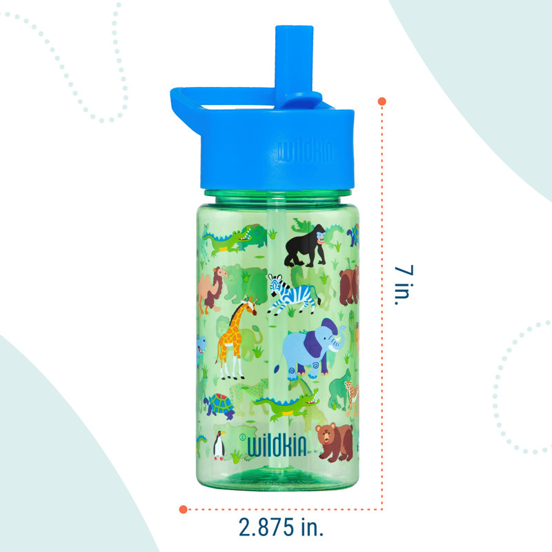 Bouteille d'eau 16 oz Wildkin Kids - Tritan sans BPA, couvercle étanche, durable et facile à nettoyer - Animaux sauvages