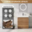 Meuble-lavabo autoportant 29 1/2 po noyer Brownebony - armoire en bois d'ingénierie avec lavabo en résine de qualité supérieure et tiroirs à fermeture douce-1270829026-1270829027