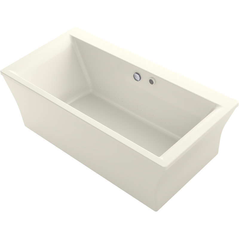 Stargaze 72" x 36" Freestanding Heated Bubblemassage Air Bath with Fluted Shroud, Biscuit