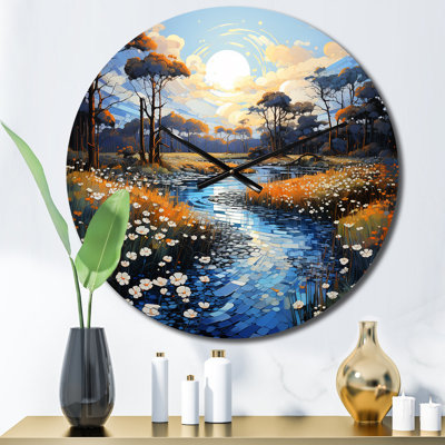 Pointillism River Charm - Pointillism Wall Clock