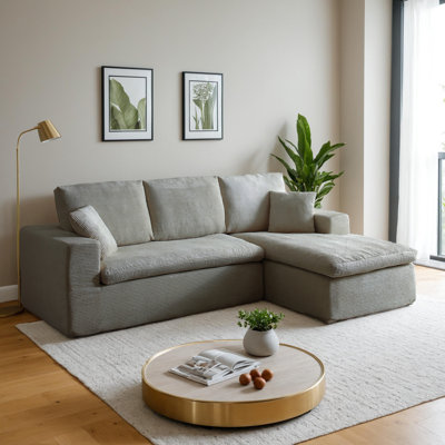 102" Modular Sectional Sofa No Assembly, L-Shape Floor Sectional Couch with Chaise