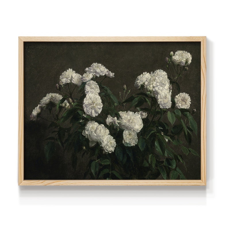 Motif floral rétro - impression encadrée, H 8 po x l 10 po, Naturel