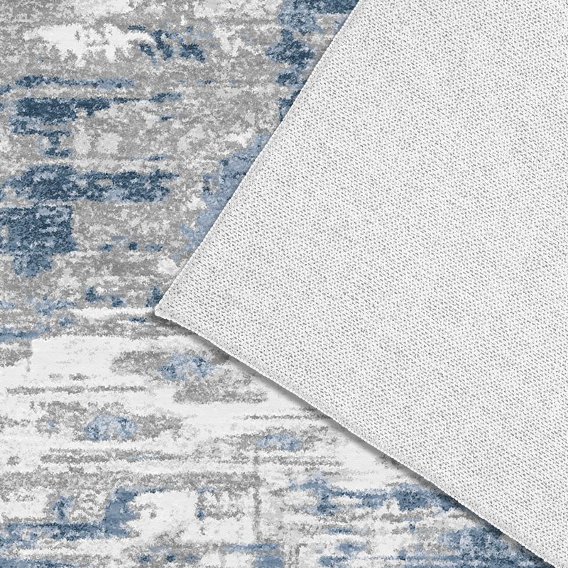 Tapis oriental bleu et gris Bimlesh, Rectangle 5 pi x 8 pi