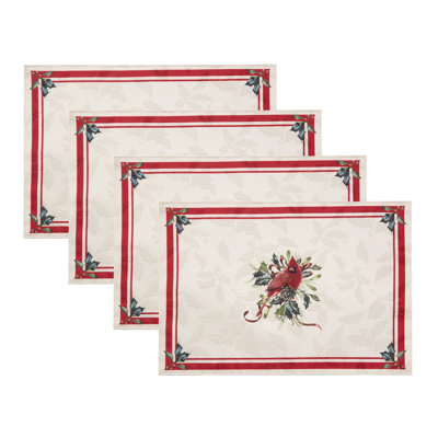 Ensemble de 4 napperons réversibles Lenox Holiday Winter Greetings, multicolores - 33 cm (L) x 48 cm (l)