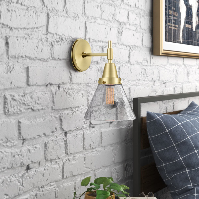 Gayle Armed Sconce, Incandescent, Satin Brass, Seedy