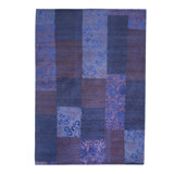 Purple Patchwork Contemporary Wool Silk Blend Rug - 10' x 14'2