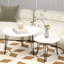 Table basse blanche et ronde en forme de marbre de 2 - Base en métal pour chambre à coucher, salon, bureau 28,04 po