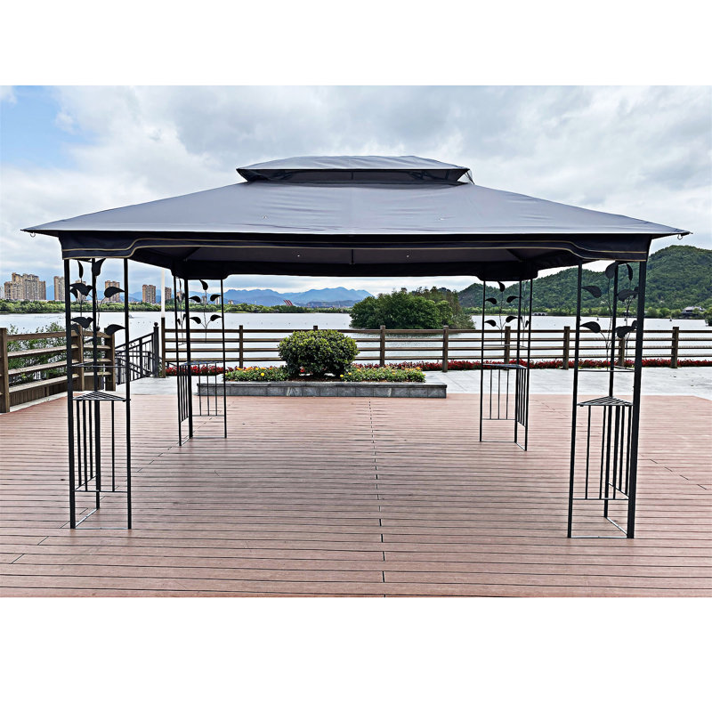 Tente d'auvent pour patio avec toit double ventilé, Gris clair