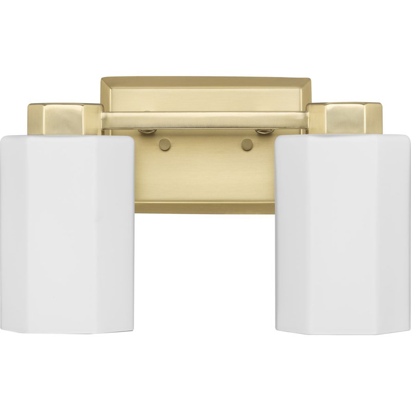 Estrada Brushed Gold 2-Light Vanity with Opal Glass Shades