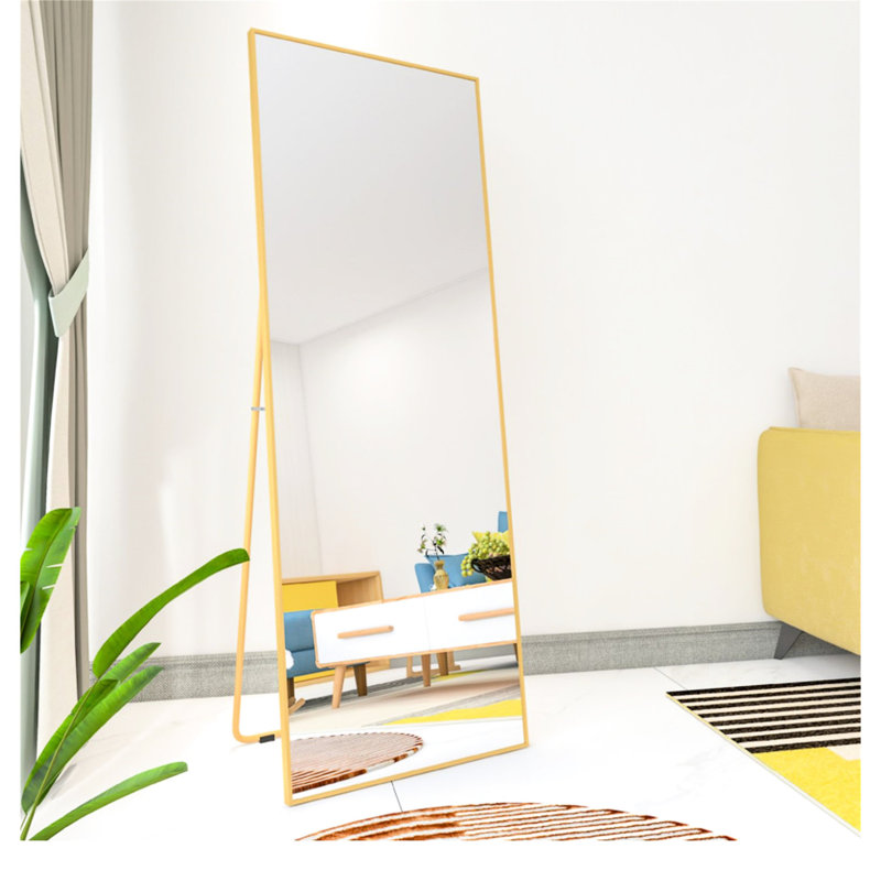 Miroir pleine grandeur avec cadre en alliage doré, 66,87 po x 24,11 po 2,91 po, miroir de 25 lb, 65 po, 24 po, 3 po, 25 lb