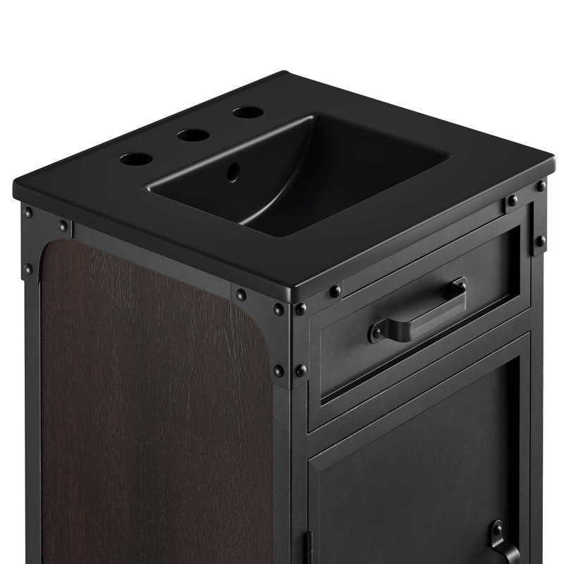 Modway Steamforge 17'' Free Standing Single Bathroom Vanity with Ceramic Top, Black