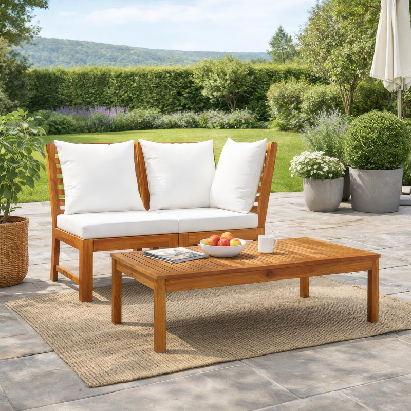 Chaise longue 3 pièces avec coussins, Crème, crème