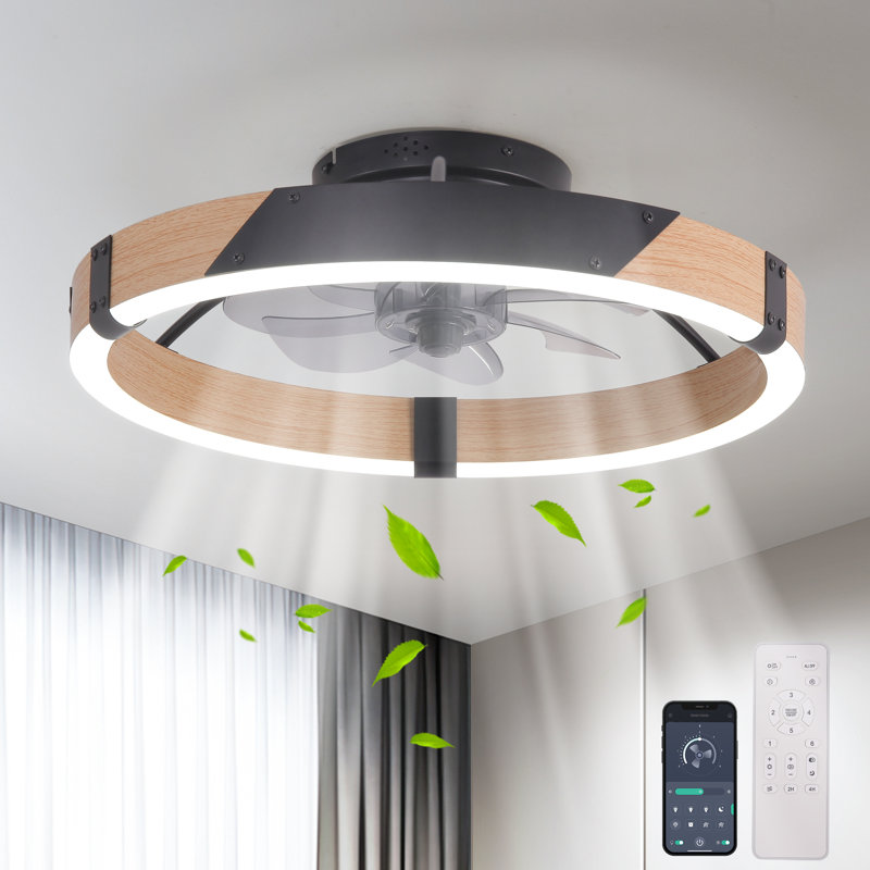 Ventilateur de plafond moderne 20 po à DEL à 6 vitesses à intensité variable avec lumière et télécommande