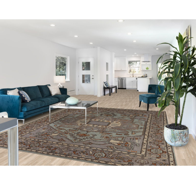 Tapis bleu pâle Oushak