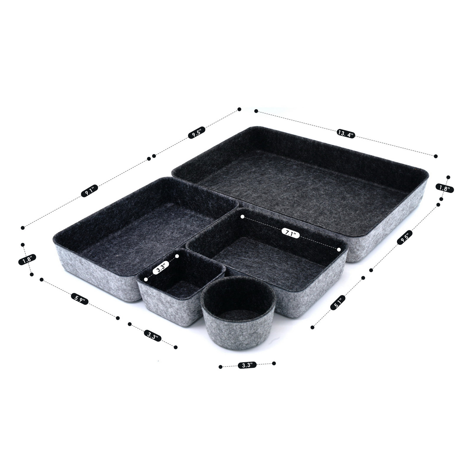 Office Drawer Organizer, Charcoal